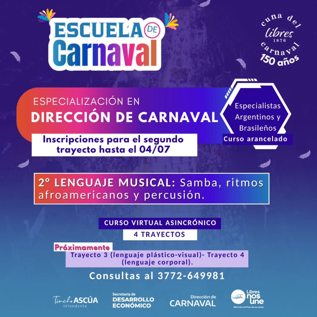 ¡Ya podés inscribirte al segundo trayecto de la Especialización en Dirección de Carnaval!