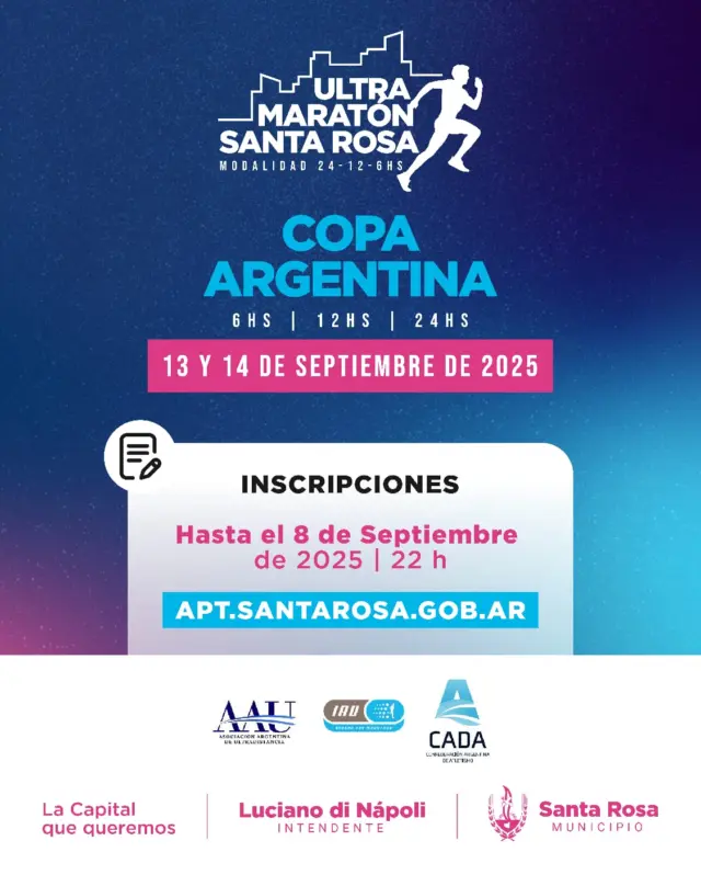 ¡No te duermas! Últimos días para inscribirte en la Ultramaratón “Ciudad de Santa Rosa”