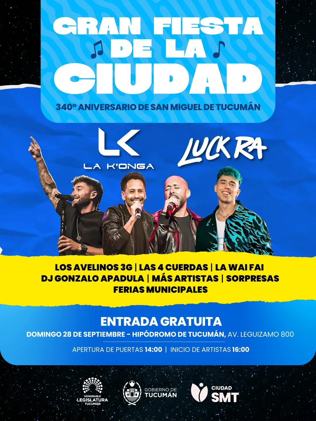 Con entrada gratuita, Luck Ra y La Konga animarán la Gran Fiesta de la Ciudad