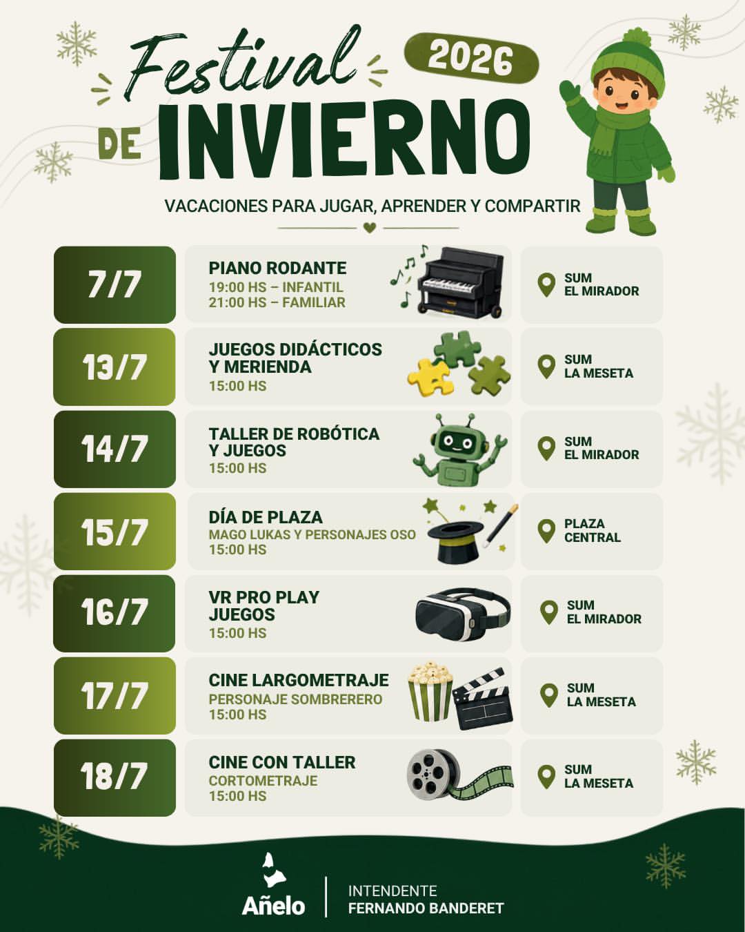 Llega el Festival de Invierno 2026 a Añelo
