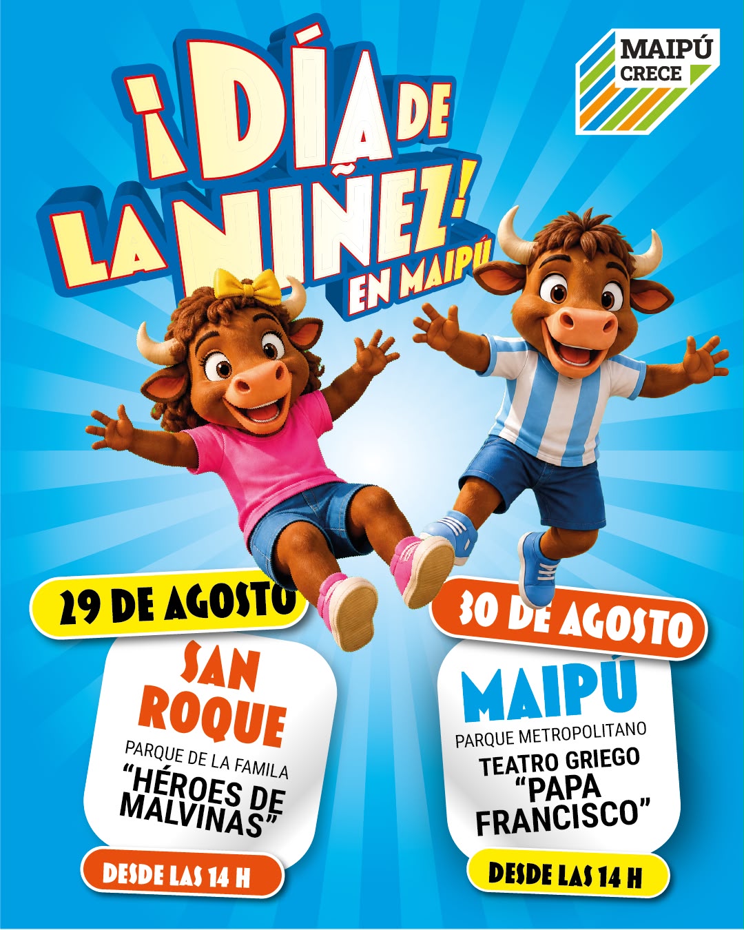 Maipú celebra el Día de la Niñez con dos jornadas imperdibles en San Roque y el Parque Metropolitano