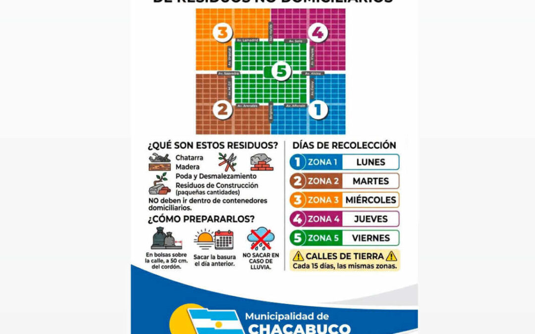 Cronograma de recolección de residuos no domiciliarios en Chacabuco